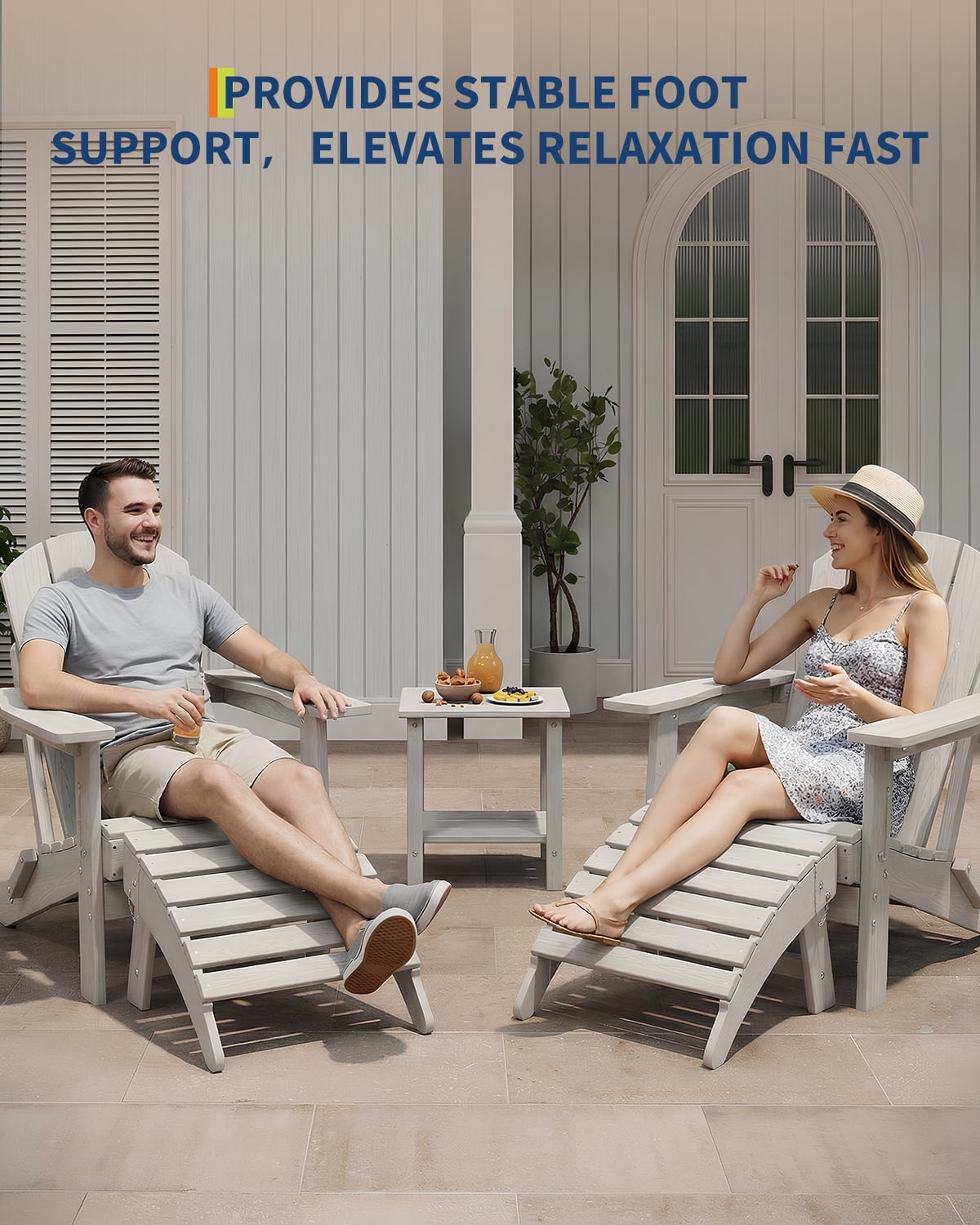 Soonbuy Folding Adirondack Ottomans, HDPE Outdoor Foot Rest for Adirondack Chair, All-Weather Patio Ottoman for Deck, Lawn, Porch and Poolside