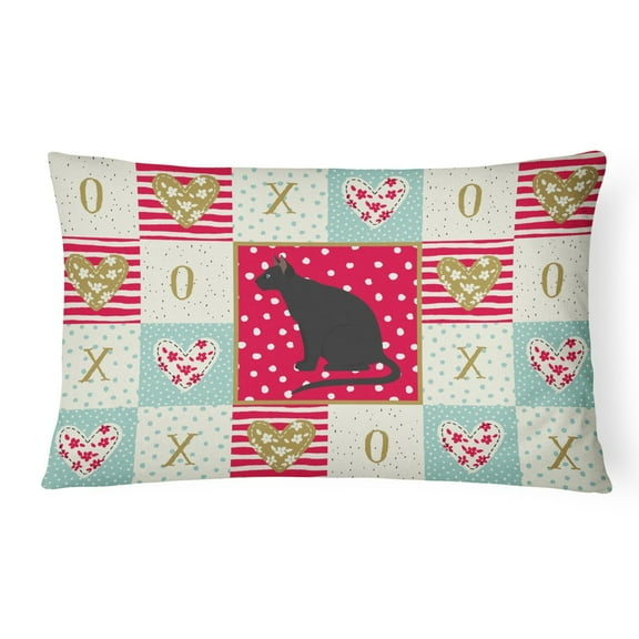 Ojos Azules Cat Love Canvas Fabric Decorative Pillow