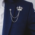 thumbnail image 3 of SmartBy Men Retro Brooch English Style Crown Shape Rhinestone Tassel Decor Suit Coat Chest Decoration Formal Event Wedding Business Occasions Clothes Jewelry, 3 of 7