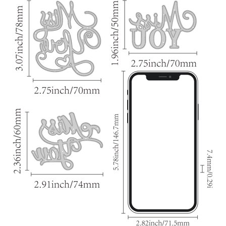 3PCS Valentine's Day Word Die Cuts Metal Miss You Cutting Dies for Paper Craft Decor Valentine Card Making Scrapbooking