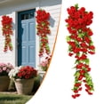 thumbnail image 2 of Artificial Fake Hanging Flowers Plants Baskets for Outdoor Outside Porch Decoration,Faux Silk Hotpink Realistic UV Resistant Roses Long Vines in Planter for Spring Summer Home Patio Balcony, 2 of 9