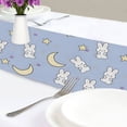 thumbnail image 4 of Yayeee Table Runner 90 inches Long for Home Kitchen Rectangle Dining Table Holiday Party Decoration, Blue Cartoon Rabbit Pattern, 4 of 7