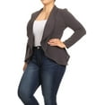 thumbnail image 2 of Women's Plus Size Solid Long Sleeve Blazer Jacket ? Office Workwear Open Front, 2 of 5