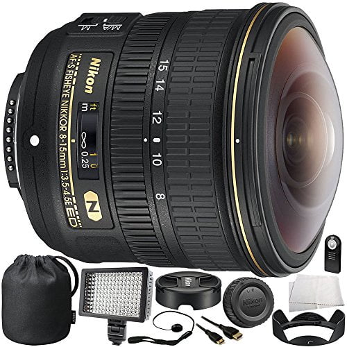 Nikon Af S Fisheye Nikkor 8 15mm F 3 5 4 5e Ed Len 10pc Accessory Bundle Includes 160 Led Video Light Mini Hdmi Cable More Certified Refurbished Walmart Com Walmart Com