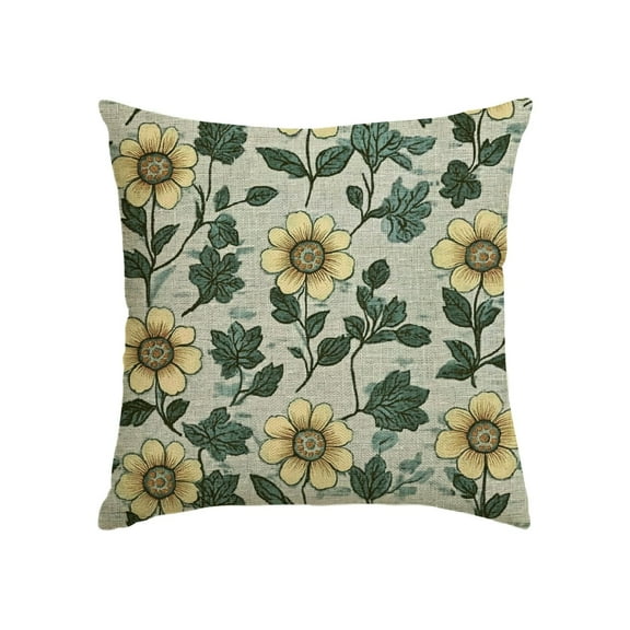 RKSupls Blue Green Block Print Pillow Covers, Vintage Floral Spring Decorative Throw Pillow Cases Boho Cushion Covers Rustic Decoration Gift Farmhouse Sofa Couch Bed Decor