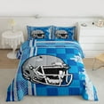 thumbnail image 2 of Homewish Rugby Helmat Queen Comforter Set,Boys Football Sport Bedding Sets,Blue Geometric Checkered Stripe Bedding Comforter Set For Teens,Microfiber Bedroom Decor Reversible,3-Piece, 2 of 8