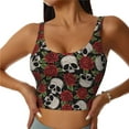 thumbnail image 2 of Lsque Red Rose Skull Printed Women'S Sports Bra, Compression, Moisture Wicking, High-Impact Sports Bra For Women,Supportive sports bra-X-Large, 2 of 9