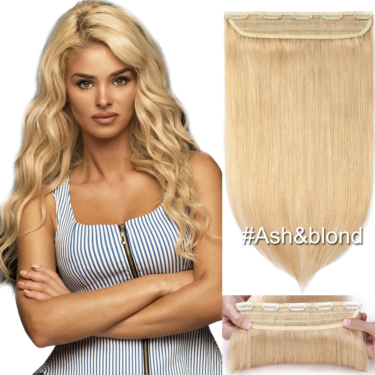 SEGO Clip in Hair Extensions Human Hair 3/4 Full Head 100% Real Remy Thick Hair Extensions Silky Straight Balayage Blonde Hair Pieces