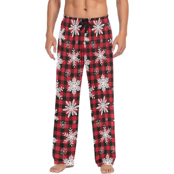 GZHJMY Chrismas Snowflake Pajama Pants for Men, Lounge Pants Lightweight Men Pajama Bottoms with Drawstring Pockets, Christmas New Year Birthday Gifts, X-Large