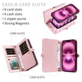 thumbnail image 2 of Asuwish Phone Case for iPhone 16 Plus 6.7 inch Zipper Wallet Detachable Cell Cover with Tempered Glass Screen Protector Crossbody Lanyard Strap Bling Glitter Flip Card Holder Slot i Phone16Plus Pink, 2 of 8