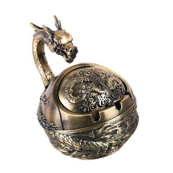 Artistic Zodiacs Metal Dragon Shape Ashes Tray With Cover Ashes Residues Prevention Container Modern Homes Accessories