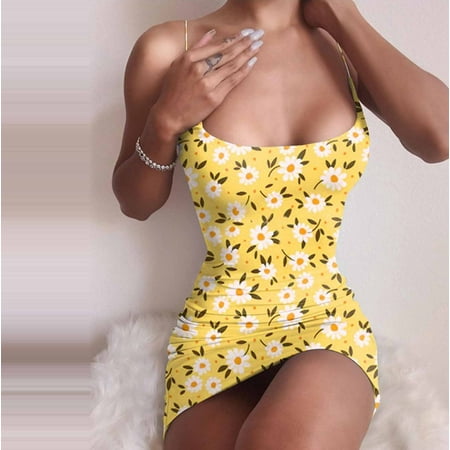 

ViLaViDe Women s Fashion Casual Printing Camisole Bra Sleeveless Sexy Slim Dress Striped Short Sleeve Womens Shirts Long Sleeve Loose Work Tops Women Black Shirt Dress Women Yellow S