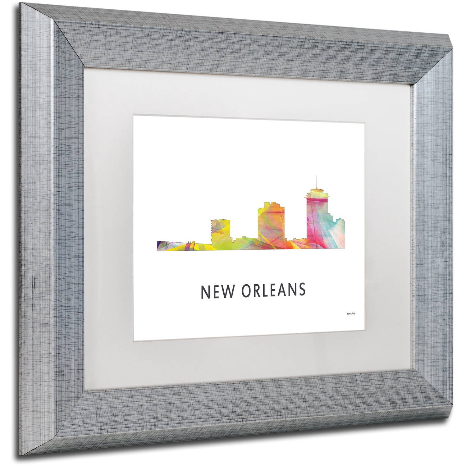 Trademark Fine Art 'New Orleans Louisiana Skyline WB-1' Canvas Art by Marlene Watson, White Matte, Silver Frame