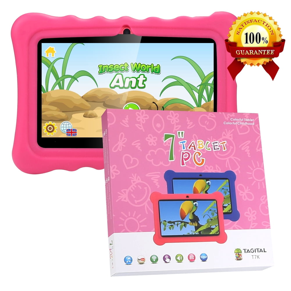 Tagital T7K Plus 7” Android Kids Tablet WiFi Camera for Children Infants Toddlers Kids Parental Control with Kickoff Stand Case Android 9.0 (2020 Version)