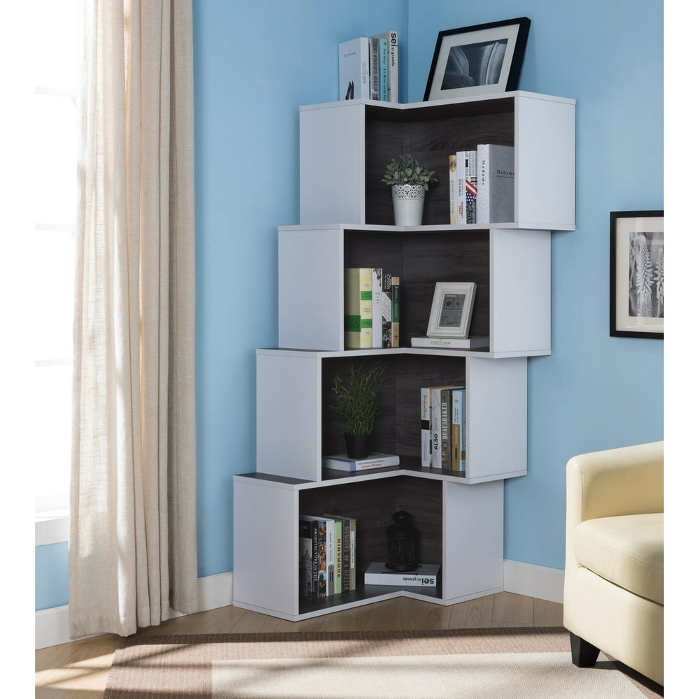 Furniture of America Pirra Contemporary 4shelf Corner Bookcase