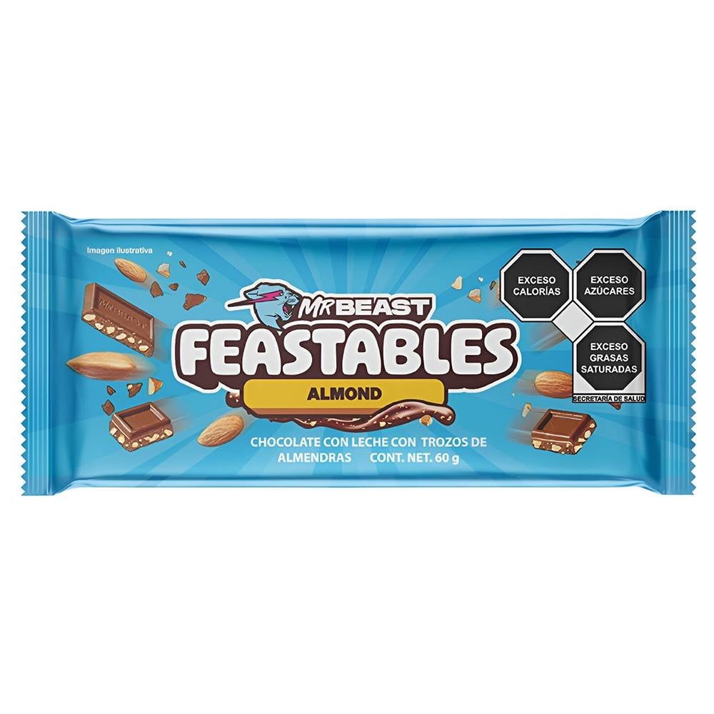 Chocolate con leche Mr. Beast Feastables con trozos de almendras 60 g |  Walmart en línea