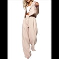 thumbnail image 3 of Conjuntos de 2 Piezas para Mujer: Blazer Elegante, Chaqueta, Pantalón Recto de Cintura Alta, Conjunto Informal de Negocios. Albaricoque L, 3 of 10