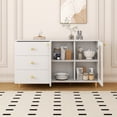 thumbnail image 4 of Kselythan Sideboard Buffet Cabinet With Storage,55" Wooden Storage Cabinet With Built In Shelves,3 Drawers&Tempered Glass Doors,Bar Cabinet,For Living Room,Kitchen,Dining Room, 4 of 7