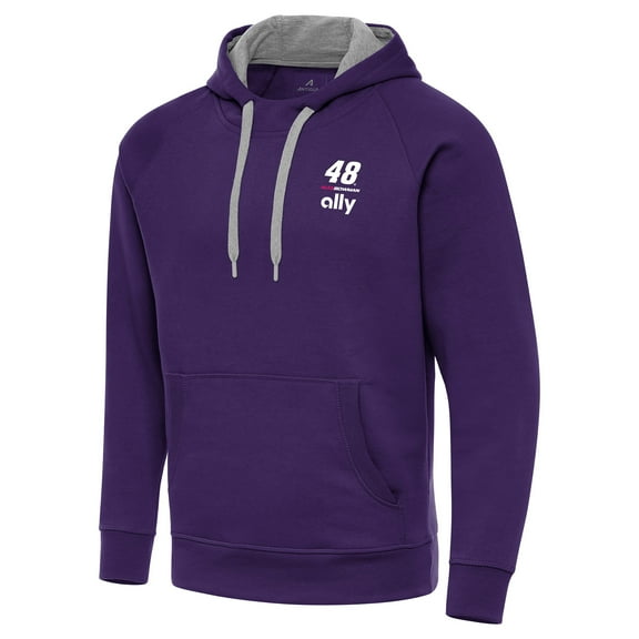 Men's-Antigua  Purple Alex Bowman Fleece Victory Pullover Hoodie