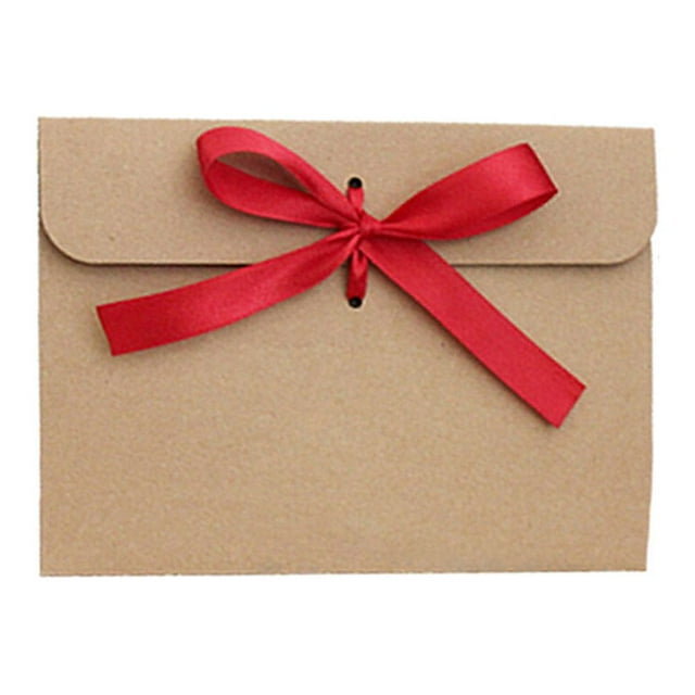 TEHAUX 50Pcs Invitation Cards Envelopes Bowknot Envelope Kraft Paper Light Brown for Wedding Decor