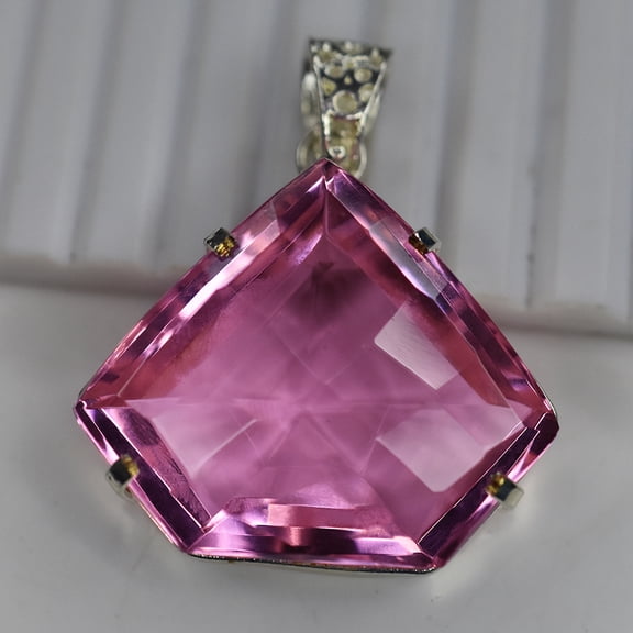 Lab Created 103Ct Fancy Cut Sapphire Certified 925 Sterling Silver Gems Pendant