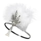 thumbnail image 5 of 20s Diadema de plumas Cadena de perlas Borla Diadema de de imitación Blanco Hugo Diadema de aleta vintage, 5 of 9