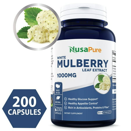 Best White Mulberry Leaf Extract 1000mg 200 Capsules (No Fillers, Non-GMO & Gluten Free) Natural High & Low Blood Sugar Control, Weight Loss Support - 100% Money Back (Best Fruit For Low Blood Sugar)