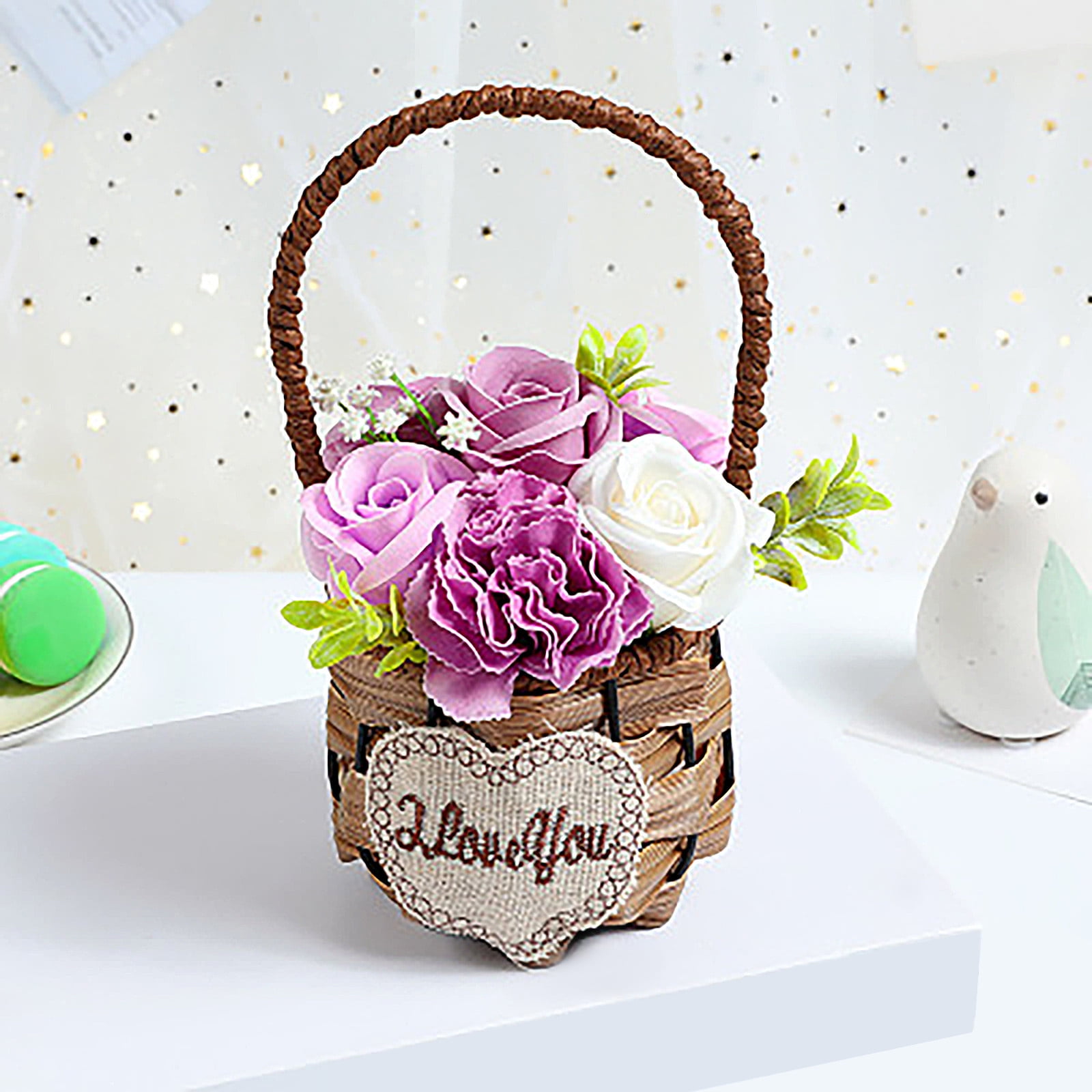 Dealovy Artificial Flowers in Basket Fake Plants for Farmhouses Wedding