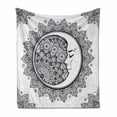 thumbnail image 1 of Zodiac Soft Flannel Fleece Throw Blanket, Intricate Boho Mandala Form Crescent Moon Foreground Alchemy, Cozy Plush for Indoor and Outdoor Use, 60" x 80", Dark Blue White, by Ambesonne, 1 of 6