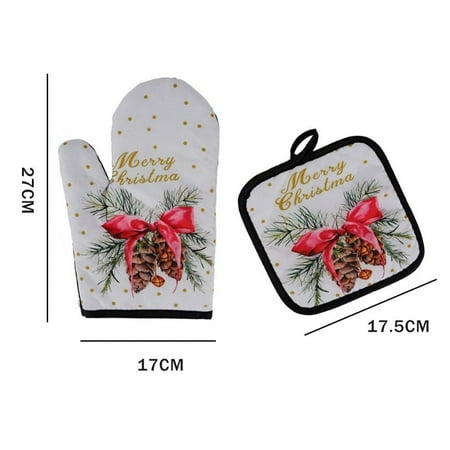 

Kitchen Anti-Hot Gloves Christmas Microwave Glove Potholder Gloves Mitts for BBQ Insulation Gloves Hot Oven Mitts Baking