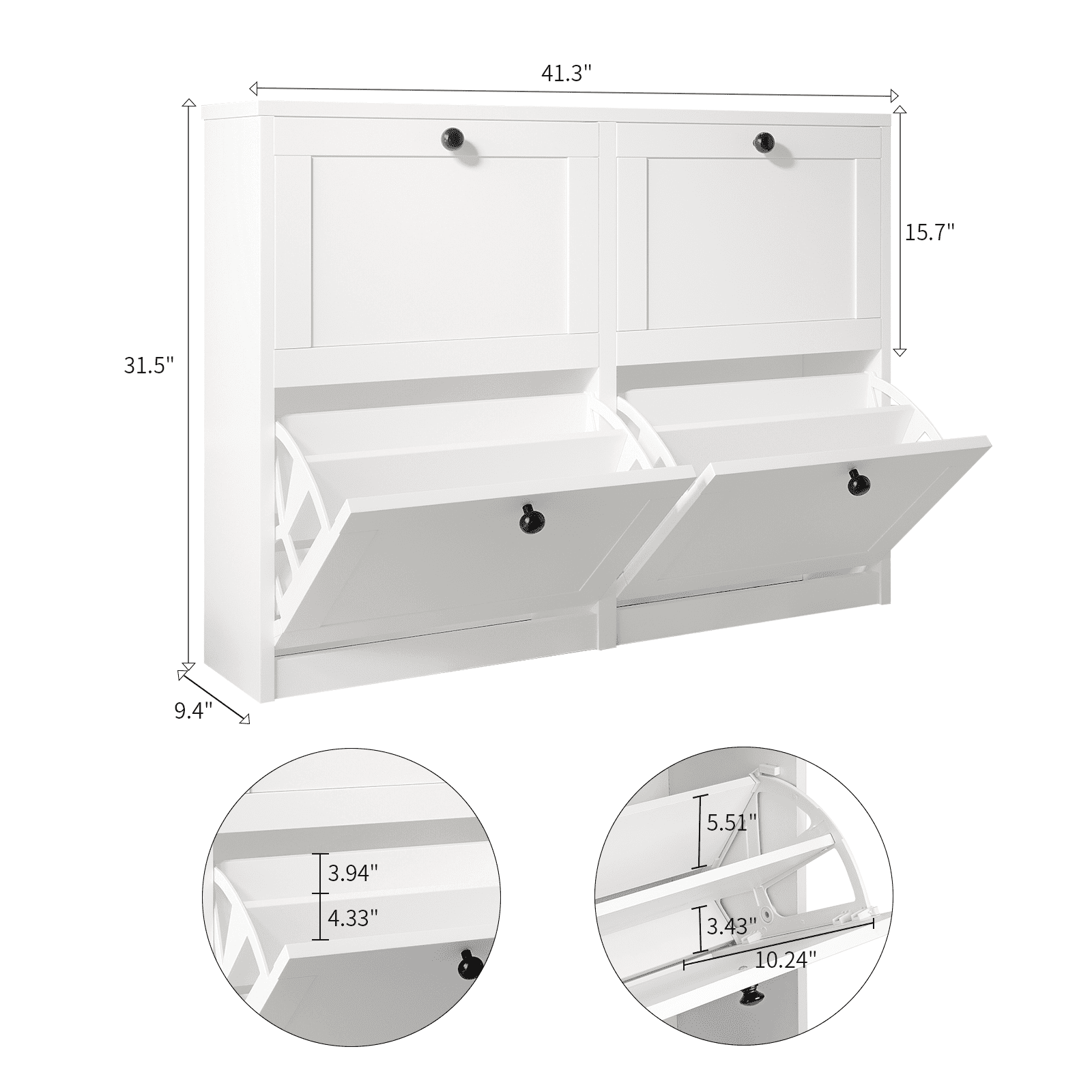 RichYa White Shoe Cabinet with 4 Flip Drawers ,Shoe Storage Cabinet for Entryway,Living Room,Bedroom