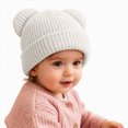 thumbnail image 2 of Newborn Baby Beanie Winter Knitted Hat Solid Cute Pom-Pom Cuffed Caps for 0-6 Months Baby Beanie Hat, 2 of 6