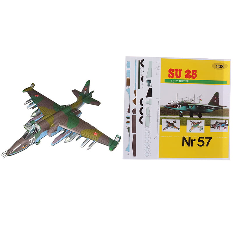 1:33 Su-25 Fighter Aircraft DIY 3D Paper Model Building Sets Educational T jx 