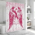 thumbnail image 6 of Pink Ribbon Shower Curtain, Waterproof Shower Curtains for Bathroom, Wings Romantic Love Heart Flowers Vintage Washable Fabric Bathtub Curtain Set Bath Decor with 12 Hooks 72"x78", 6 of 8