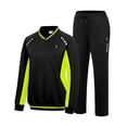 thumbnail image 2 of Women's 2Pc V Neck Tracksuit, 4 Way Stretch Breathable Reflective for Golf Running Casual Black Neon Green XL, 2 of 8