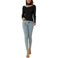 thumbnail image 2 of INSPIRE CHIC Women's Long Sleeve V Neck Chocker Slim Fit Sweater Tops, 2 of 6