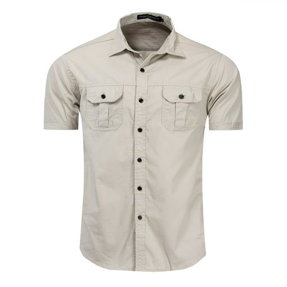 BJUTIR Shirts For Men Tops Sun Proof Hiking Fishing Shirt Short Sleeve Outdoor Cool Cargo Button Down Shirts With Pockets