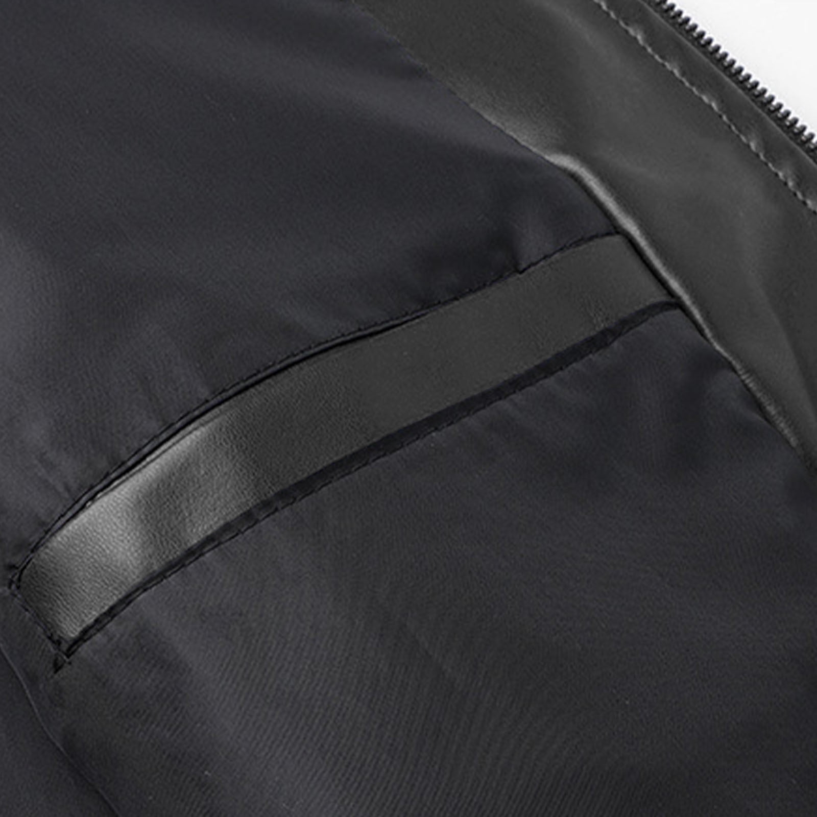 HOOMEUMY Men's Stand Collar Leather Jacket Casual Slim Fit Motorcycle Faux Leather Outerwear Windbreaker Coats with Pockets (Black,M）