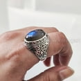 thumbnail image 4 of Labradorite Mans Ring, Natural Blue Fire Labradorite, Unisex Ring, Silver Jewelry, 925 Silver Ring, Birthday Gift, Heavy Men Ring, Arabic Design, Ottoman Style Ring, Christmas, Turkey Mens Signet Ring, 4 of 8
