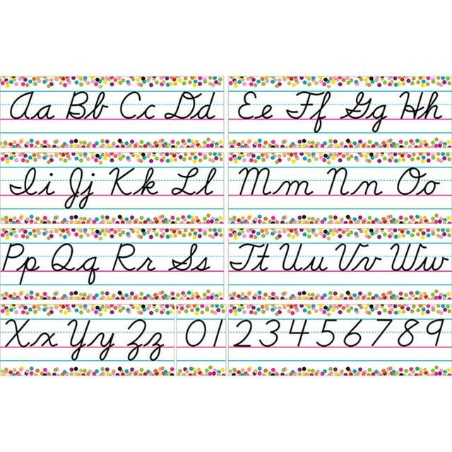 Teacher Created Resources TCR8764BN Colorful Vibes Confetti Cursive Writing Bulletin Board Display Set - Set of 2