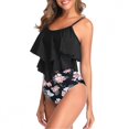 thumbnail image 2 of Pisexur Tankini Bathing Suits for Women Ruffled Tank Top Tummy Control Floral Modest Swimwear High Waisted Bikini Two Piece Bathing Suits, 2 of 6