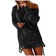 thumbnail image 4 of asddcavvf Robes pour Femmes Mode Décontractée Imprimés Col Rond Épaules Dénudées Manches Longues Chandail en Molleton, 4 of 8