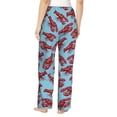 thumbnail image 3 of Pajama Pants Women, Red Lobster Print Blue Lounge PJ Yoga Pants With Drawstring, Womens Sleepwear Pajama Bottom, 3 of 5