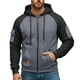 thumbnail image 3 of Ceisia Men's Long Sleeve Jacket Drawstring Full-Zip with Kanga Pocket Color Block Sweatshirts Casual Hoodies Dark Gray L Gift, 3 of 5