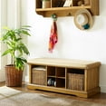 thumbnail image 2 of Crosley Furniture Brennan Solid Wood Entryway Bench/Wicker Baskets in Natural, 2 of 5