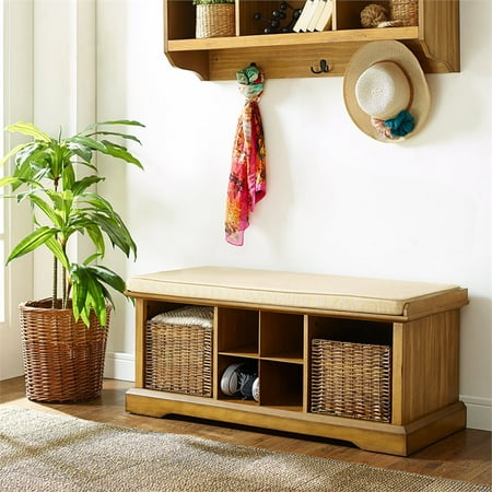 Crosley Brennan Storage Entryway Bench With Baskets In Natural