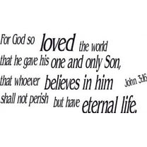 John 3:16, Vinyl Wall Art, God so Loved World Gave Son Whoever Believes Eternal Life