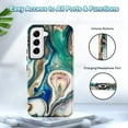 thumbnail image 5 of CASEFIV for Samsung Galaxy S21 Case,Marble Pattern Heavy Duty Shockproof Full Body Protective Phone Covers for Women Girls,Blue/Drift Sand, 5 of 8