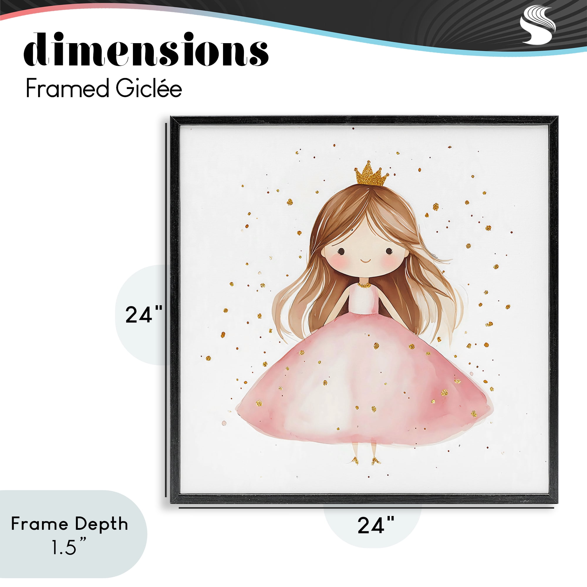 Stupell Industries Little Princess with Pink Gown Black Framed Giclee Art, design by Creative Studio