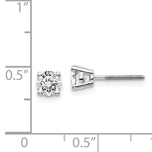 14K White Gold .75ct SI3 G-I Diamond Stud Thread On and Off Post Earrings